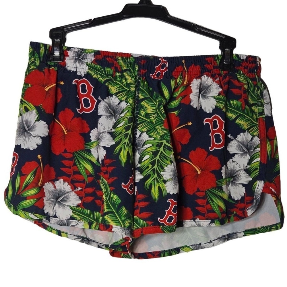MLB Boston Red Sox Hawaiian Shorts Large Summer Floral Swim‎ Beach Active Sport